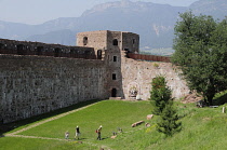 Italy, Trentino Alto Adige, Bolzano, Firmian, Messner Mountain Museum, castle walls & East Tower.