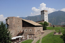 Italy, Trentino Alto Adige, Bolzano, Firmian, Messner Mountain Museum inner courtyard.