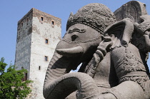Italy, Trentino Alto Adige, Bolzano, Firmian, Messner Mountain Museum, Ganesh statue & White Tower.