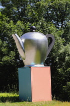 Italy, Lombardy, Lake Orta, Giant teapot outside Alessi Headquarters, Omegna.