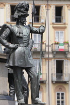 Italy, Piedmont, Turin, detail of Monument to Carlo Alberto, Piazza Carlo Alberto.