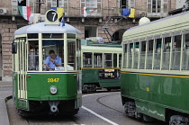 Italy, Piedmont, Turin, trams on Piazza Castello.