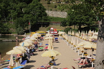 Italy, Lombardy, Lake Orta, Spiaggia Miami beach.