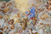 Italy, Lombardy, Lake Orta, Chapel ceiling painting of St Francis.