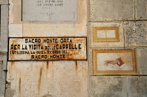 Italy, Lombardy, Lake Orta, Sacra Monte signs.