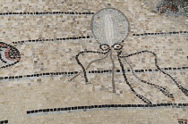 Italy, Friuli Venezia Giulia, Aquileia, octopus mosaic detail.