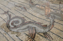 Italy, Friuli Venezia Giulia, Aquileia, mosaic detail of Jonah & the Whale.