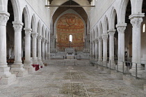 Italy, Friuli Venezia Giulia, Aquileia, Basilica interior with Roman mosaic floor.