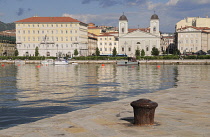 Italy, Friuli Venezia Giulia, Trieste, waterfront view with Greek Orthodox church of San Nicolo dei Greci.