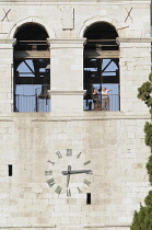 Italy, Veneto Friuli, Grado, clock detail, Campanile.