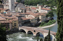 Italy, Veneto, Verona, city views from Teatro Romano of Ponte Pietra.