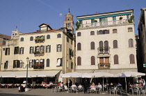 Italy, Veneto, Venice, cafes & restaurants on Campo Santo Stefano.