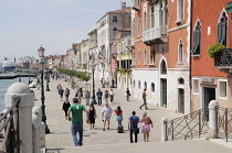 Italy, Veneto, Venice, Zattere, people walking along Fondamente Zattere.