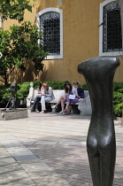 Italy, Veneto, Venice, Peggy Guggenheim Collection, garden with Giacometti sculpture.