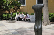 Italy, Veneto, Venice, Peggy Guggenheim Collection, garden with Giacometti sculpture.