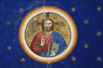 Italy, Veneto, Padua, Capella degli Scrovegni, ceiling detail of Christ by Giotto.