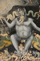 Italy, Veneto, Padua, Capella degli Scrovegni, Giotto fresco detail of Hell.