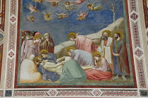 Italy, Veneto, Padua, Capella degli Scrovegni, The Lament Over the Dead Christ, fresco by Giotto.