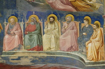 Italy, Veneto, Padua, Capella degli Scrovegni, Giotto fresco detail of six of the Apostles.