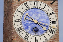 Italy, Veneto, Vicenza, clock detail, Bissara tower, Piazza del Signori.