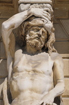 Italy, Veneto, Riviera del Brenta, Stra, Atlas statue, Villa Pisani,.