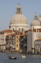 Italy, Veneto, Venice, Grand Canal & view of church of Santa Maria della Salute.