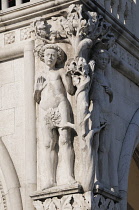 Italy, Veneto, Venice, relief of Adam & Eva, Palazzo Ducale.
