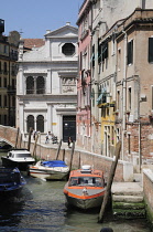 Italy, Veneto, Venice, Scuola San Giorgio degli Schiavoni beside canal.