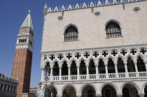 Italy, Veneto, Venice, Palazzo Ducale with Campanile, Piazza San Marco.