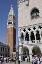 Italy, Veneto, Venice, Palazzo Ducale with Campanile, Piazza San Marco.