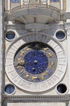 Italy, Veneto, Venice,Astronomical clock face, Torre dell Orologio, Piazza San Marco.