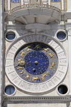 Italy, Veneto, Venice,Astronomical clock face, Torre dell Orologio, Piazza San Marco.