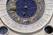 Italy, Veneto, Venice,Astronomical clock face, Torre dell Orologio, Piazza San Marco.