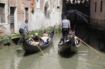 Italy, Veneto, Venice, gondolas & canals around San Marco.