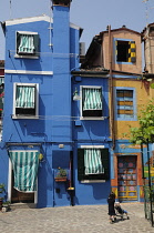 Italy, Veneto, Venice, Burano, blue house.