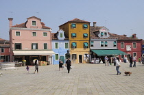 Italy, Veneto, Venice, Burano, Piazza Galuppi.