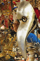 Italy, Veneto, Venice, collection of masks, San Marco.