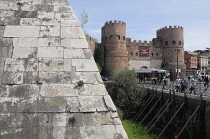 Italy, Lazio, Rome, Testaccio, Piramide de Caius Cestius with Porta de San Paolo.