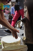 Italy, Lazio, Rome, Centro Storico, Campo dei Fiori, market water fountain.