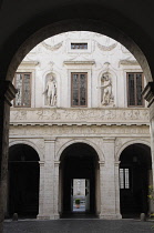Italy, Lazio, Rome, Centro Storico, Palazzo Spada inner courtyard.