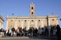 Italy, Lazio, Rome, Capitoline Hill, Piazza del Campidoglio, Palazzo Senatorio.