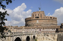 Italy, Lazio, Rome, Castel Sant'Angelo with Ponte Sant'Angelo.