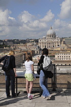 Italy, Lazio, Rome, Castel Sant'Angelo, terrace view to St Peter's Basilica.