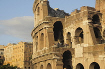 Italy, Lazio, Rome, Colosseum, cross section view of the Colosseum in warm light.