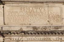 Italy, Lazio, Rome, Roman Forum, Foro Romano, Arco di Tito, inscription detail.