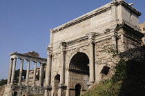 Italy, Lazio, Rome, Roman Forum, Foro Romano, Arch of Septimus Severus.