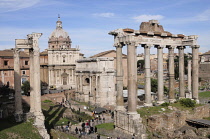 Italy, Lazio, Rome, Roman Forum, Foro Romano, Forum views with Temple of Saturn.