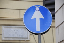 Italy, Lazio, Rome, Road sign.