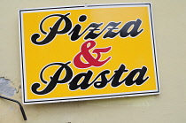 Italy, Lazio, Rome, San Clemente, Pizza & Pasta sign.