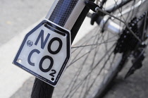 Italy, Lazio, Rome, Eco bicycle sign.